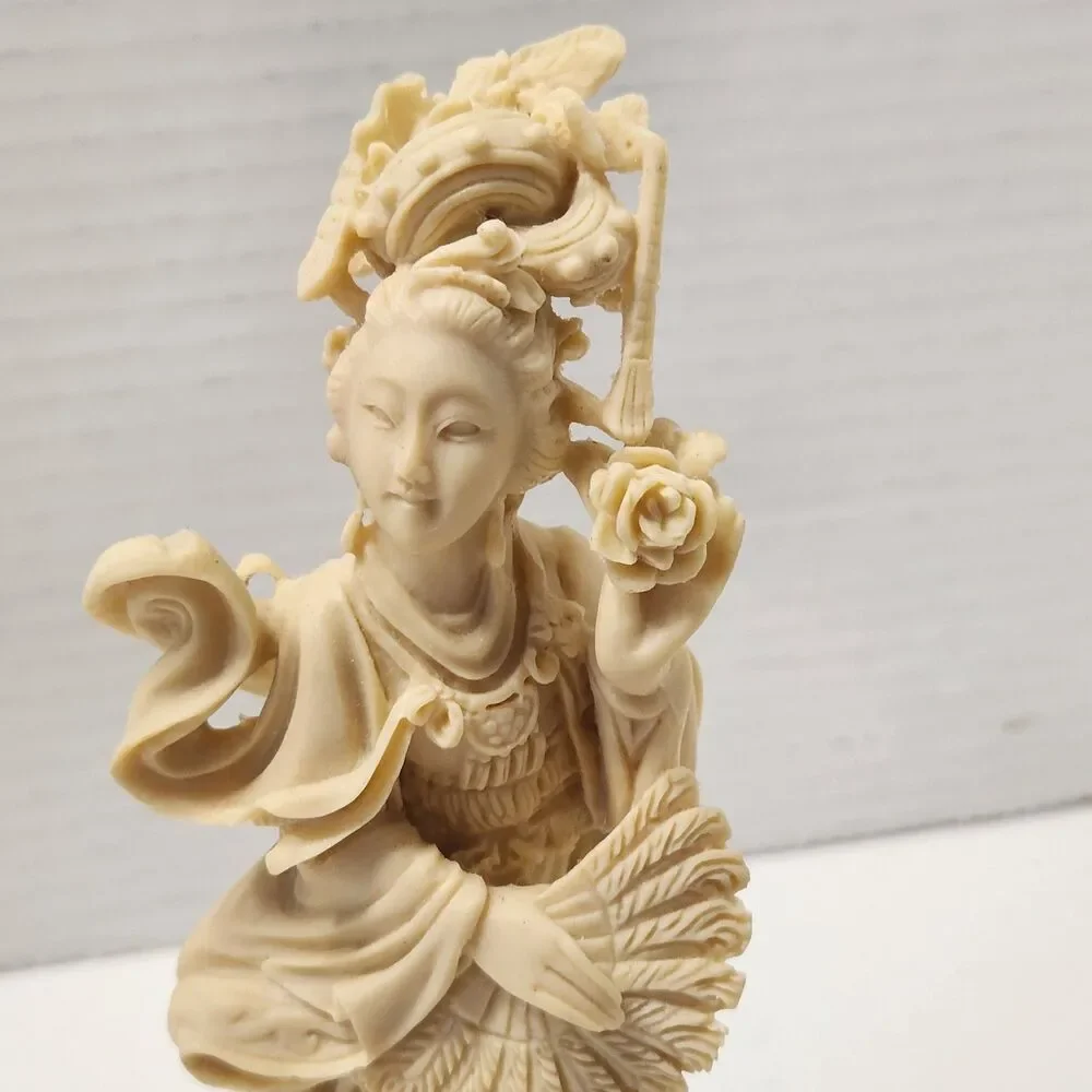 Set of 3 Chinese Resin Maiden Figurines Statues 7.5” Vintage